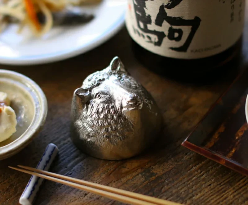 能作Nousaku 100% Tin Sake cup GUINOMI Zodiac Dragon Gold leaf 50cc (Gift Box) - Image 9