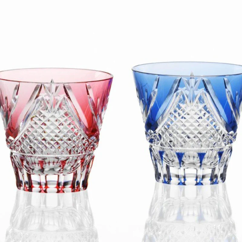 [KAGAMI CRYSTAL] A Pair Of Sake Cups FUJI | EDO KIRIKO | - Image 2