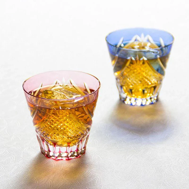 [KAGAMI CRYSTAL] A Pair Of Sake Cups FUJI | EDO KIRIKO | - Image 3