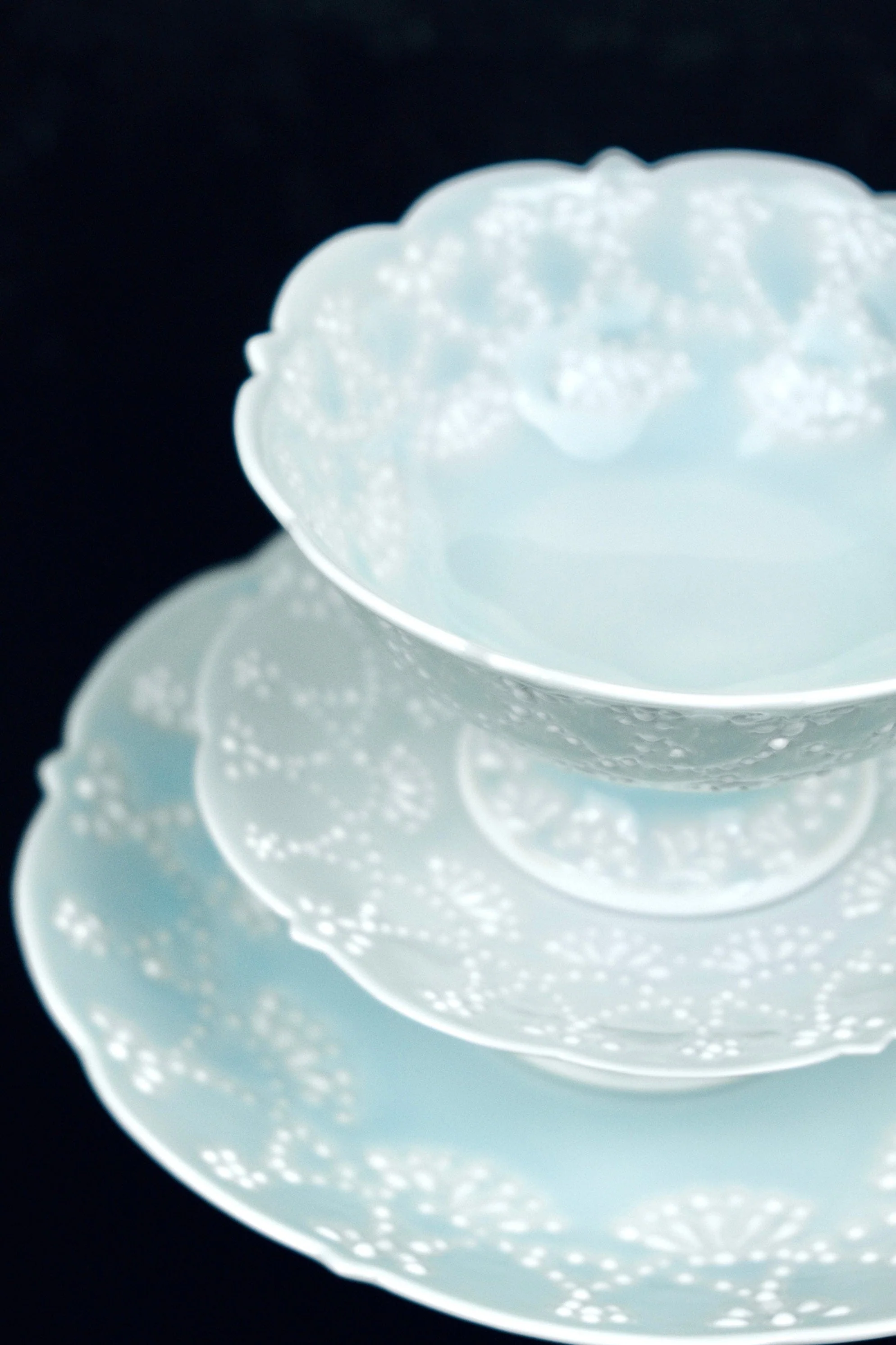 【Limited Edition】Artisans-大串真司 Ougushi Masashi High Ground Plate L (White Blue) - Image 3