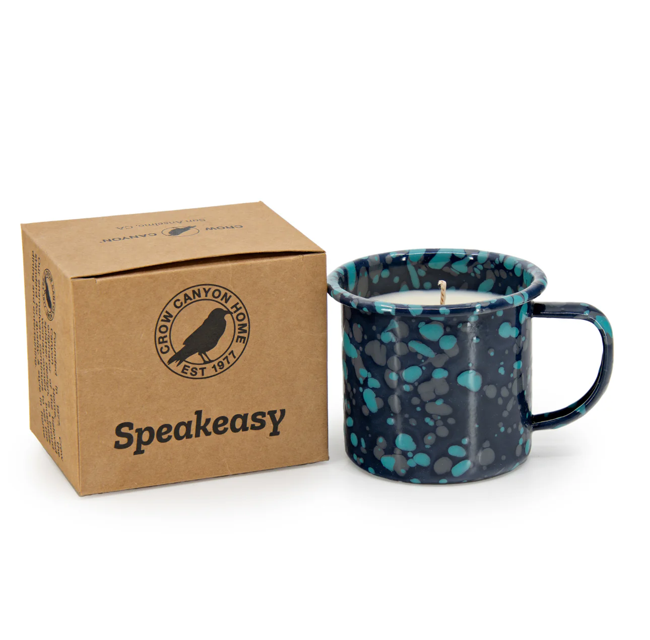Crow Canyon Home Speakeasy Enamel Mug 9oz Soy Candle, Navy - Image 3