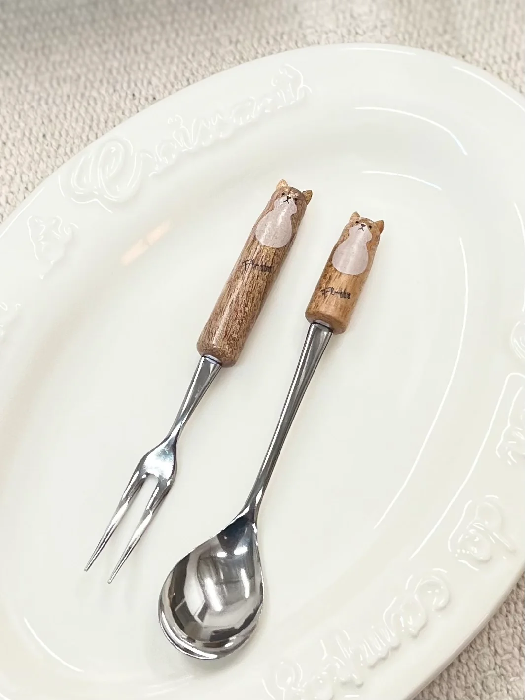 JAPANESE CUTE ANIMALS WOOD DESSERT FORK/SPOON - Image 3
