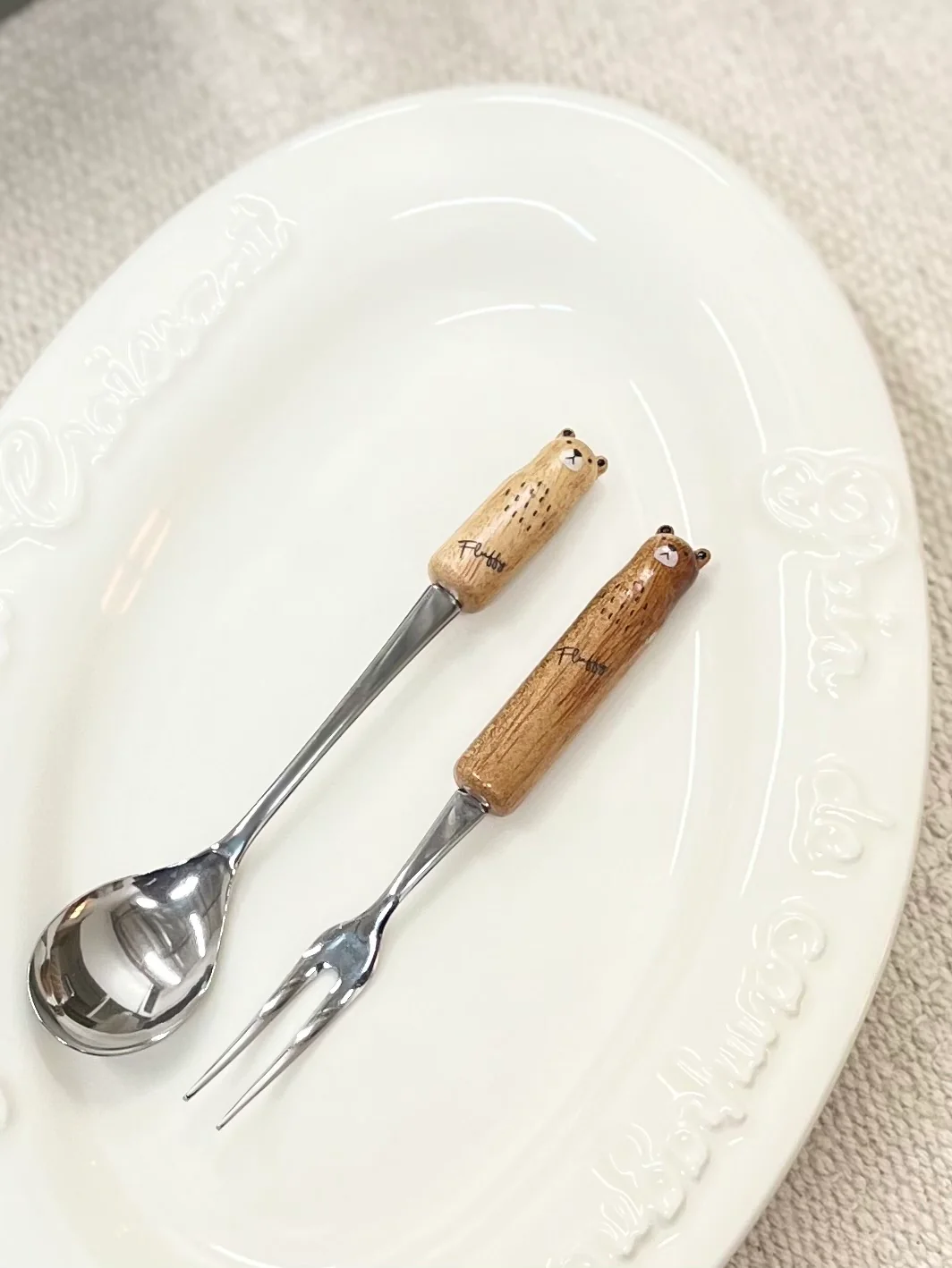 JAPANESE CUTE ANIMALS WOOD DESSERT FORK/SPOON - Image 4