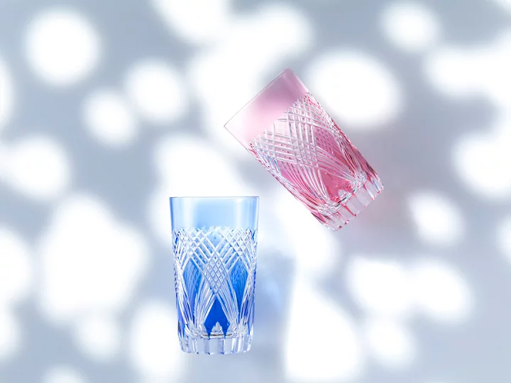 KAGAMI A Pair of Tumblers, Edo Kiriko “Crossover grooves” - Image 2