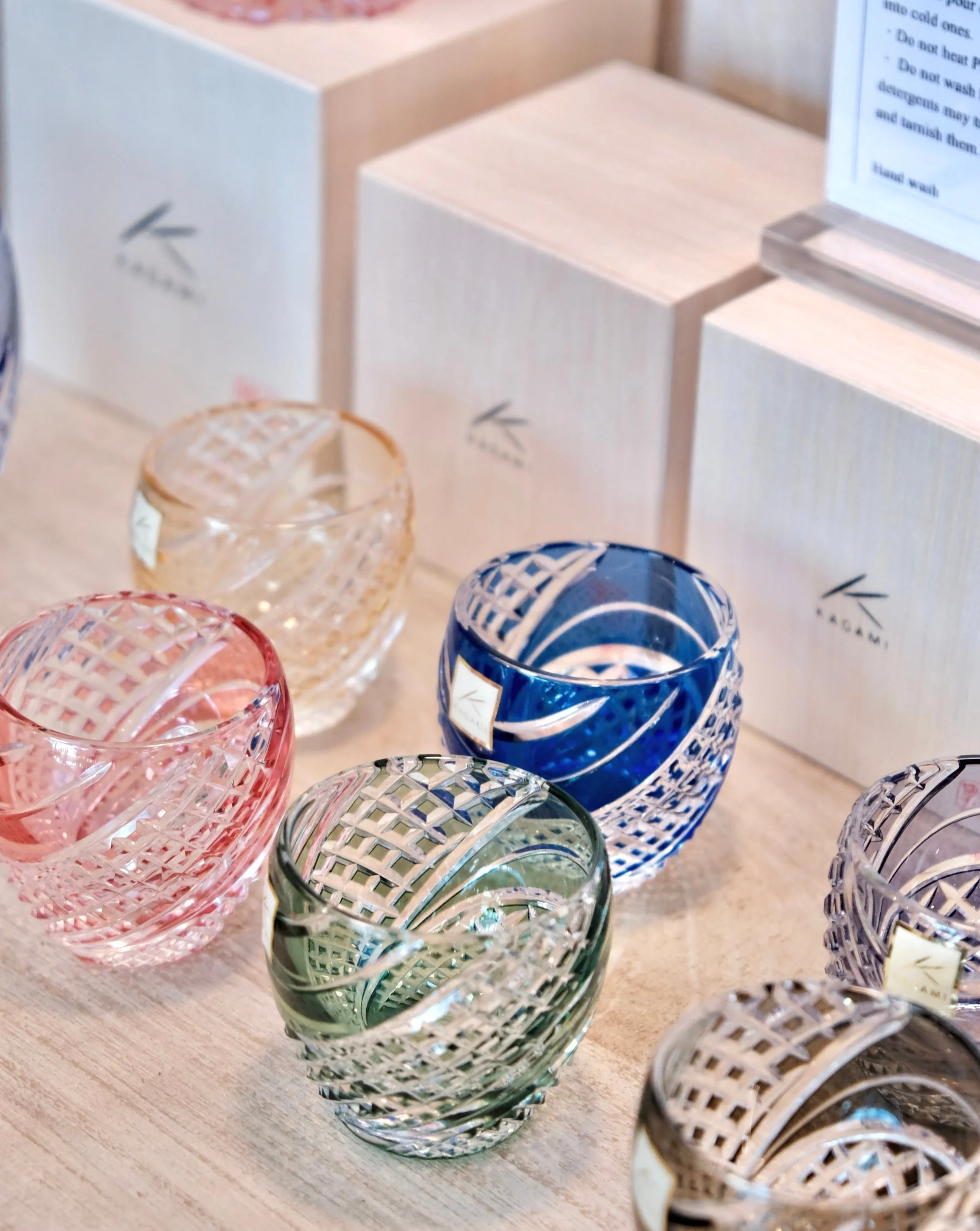 [KAGAMI CRYSTAL] | EDO KIRIKO | Fish Scales Stripe Sake Cup Yellow - Image 3