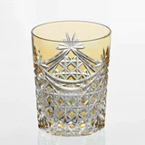 [KAGAMI CRYSTAL] Whiskey Glass DRAPE & TETRAGONAL BASKET WEAVE (YELLOW ) | EDO KIRIKO | KAGAMI CRYSTAL - Image 4
