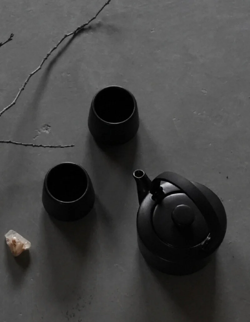 SALIU 缘En Earthen Teapot Japanese Tea Pot Gift Set (Black)