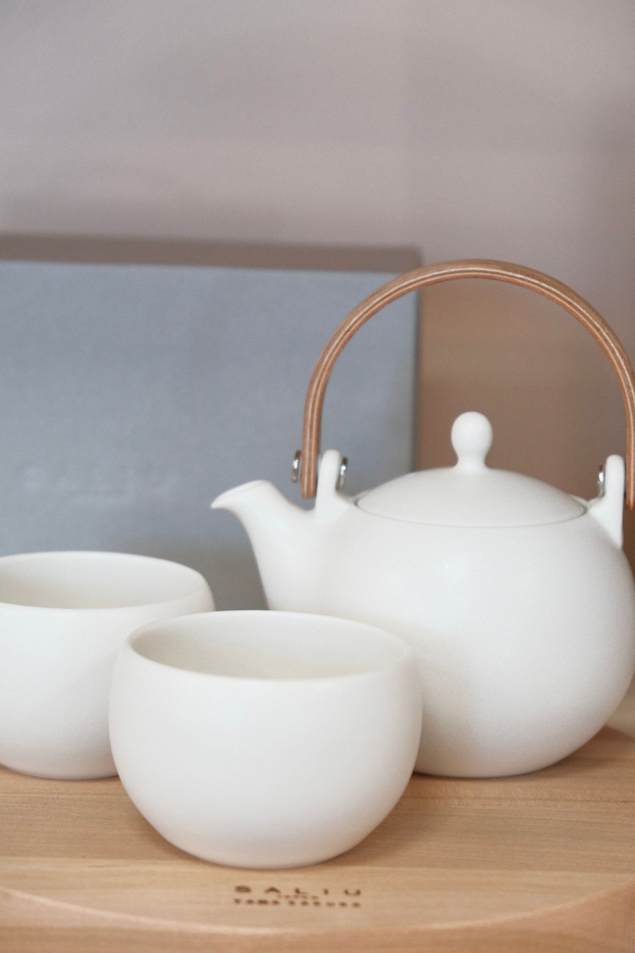 SALIU YUI Earthen Teapot Japanese Tea Pot Gift Set (White)330ml - Image 3
