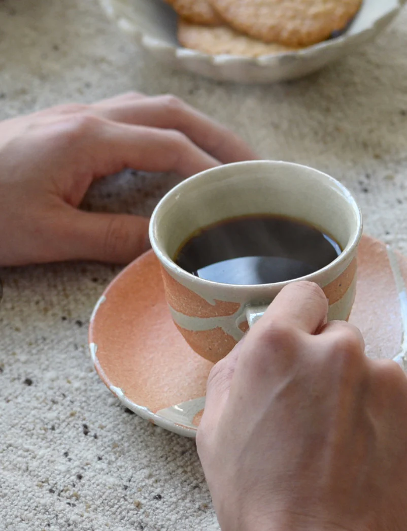 Shigaraki Handmade "Lava" Cup & Saucer Set - Image 3