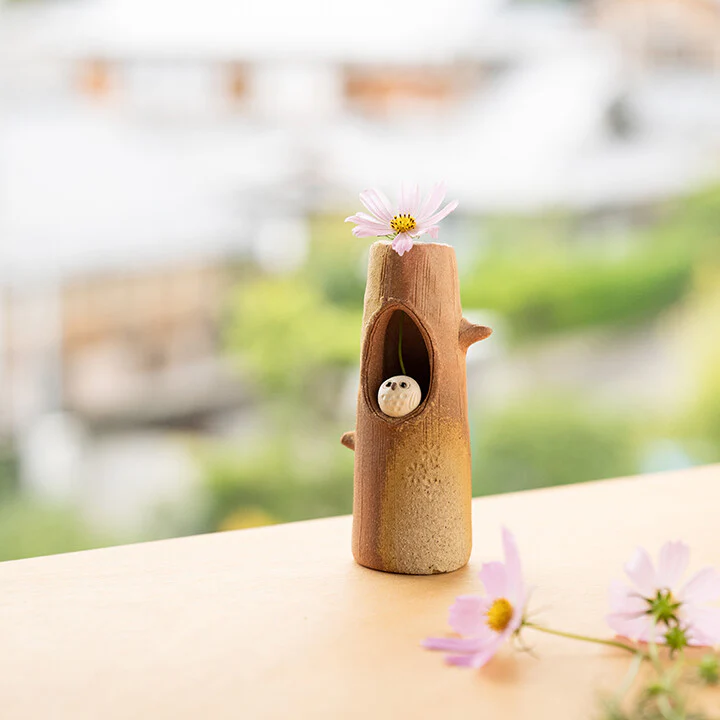 Shigaraki ware Handmade Owl Vase#2 (Gift Box) - Image 4